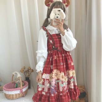 Sun Flower Bear Lolita Style Dress JSK + Blouse Set (WS44)
